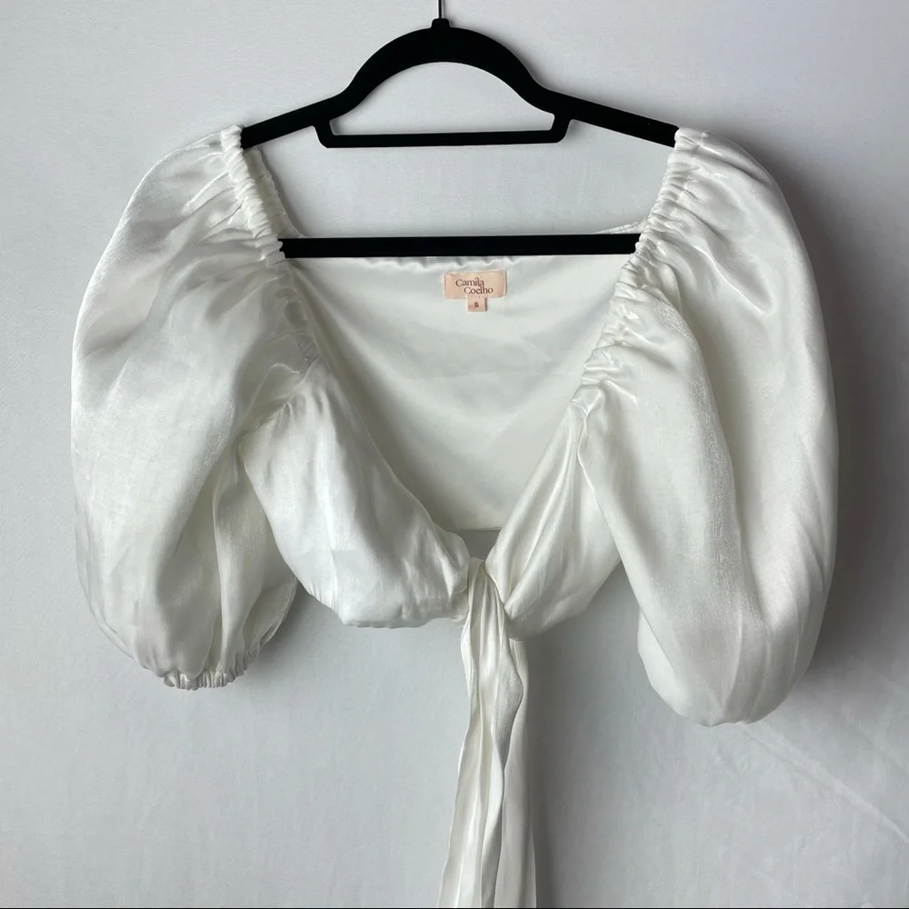 camila coelho marta crop top in pearl - Picture 3 of 4